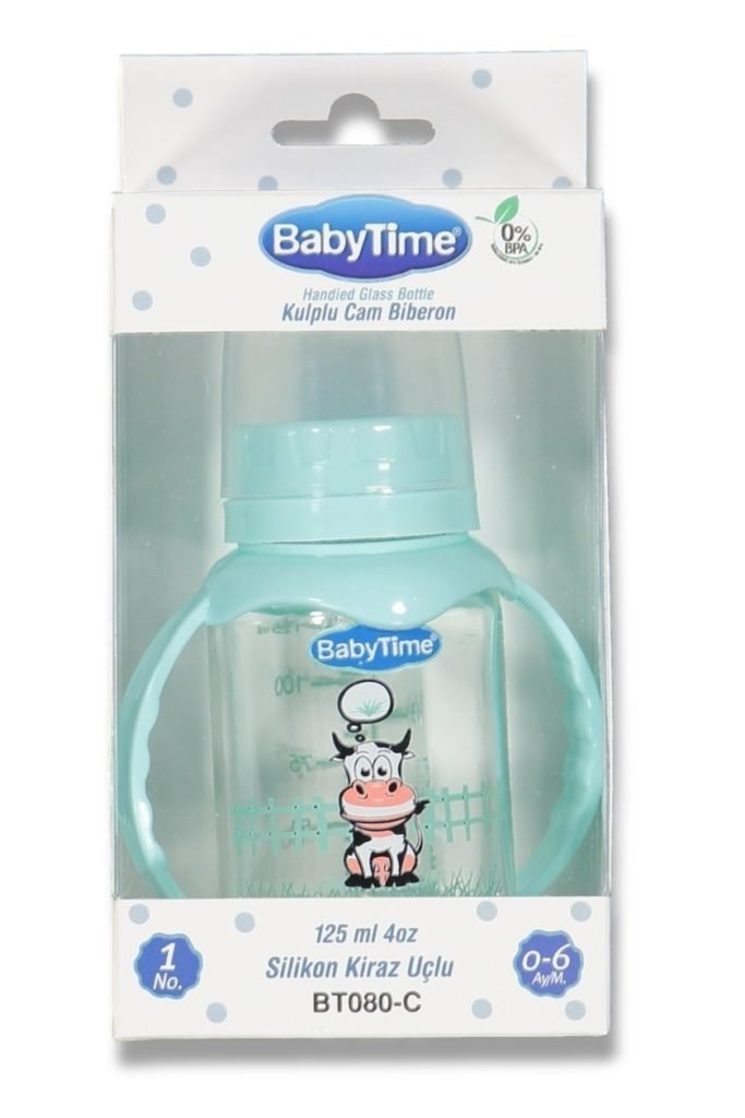 Kulplu Cam Biberon(Silikon Kiraz Uçlu) 125ml Bt080-C