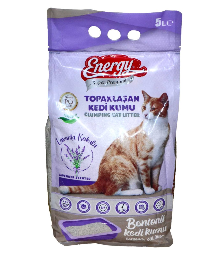 Energy Süper Premium Bentonit Kedi Kumu 5 Lt Lavanta Kokulu